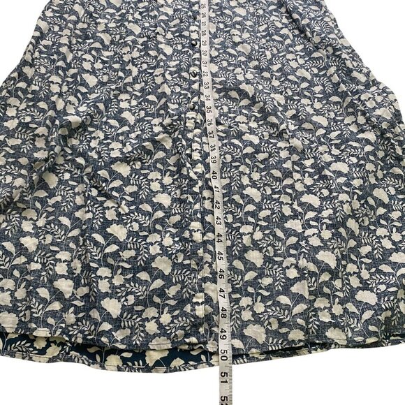 FAHERTY Havana Prairie puff sleeve Linen midi Dress size M Indigo Echo Floral - Picture 12 of 13